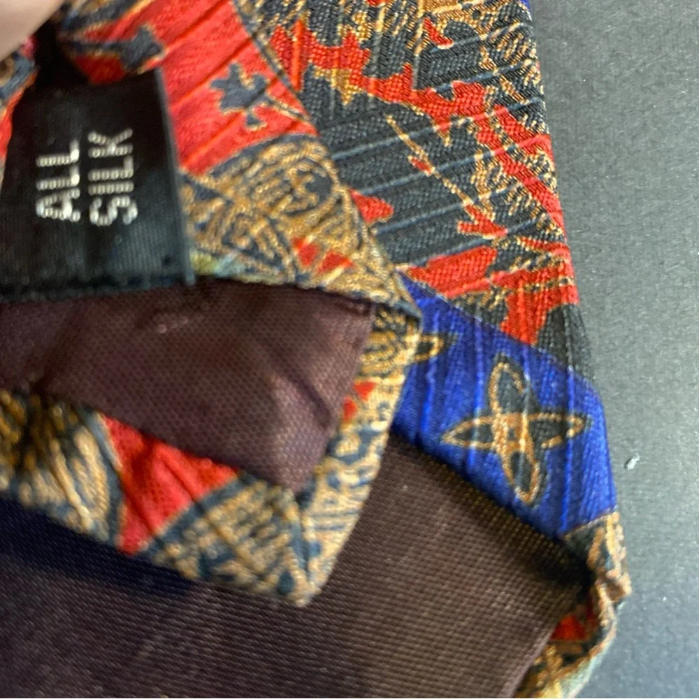 Vtg‎ Hervé Ledger Paris Geometric And Abstract Art Print Tie Wearable Art Silk